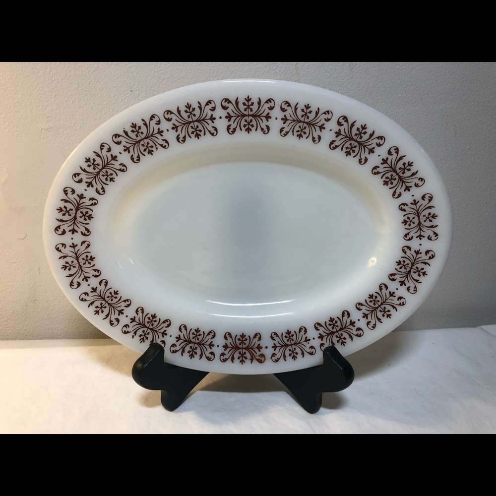Anchor Hocking 960 Anchor Ware Restaurant 9.5" Glass Oval Platter Plate Vintage